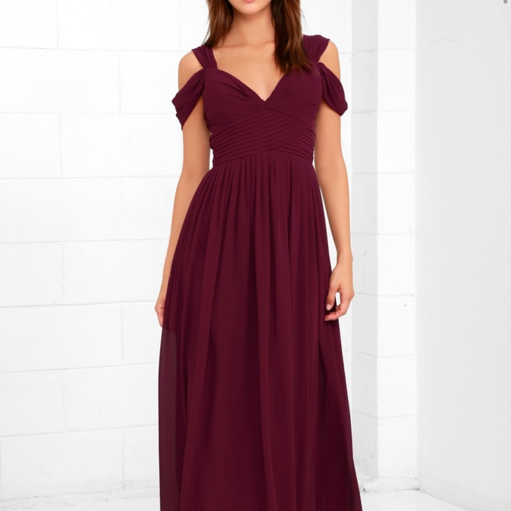 Lulu’s Make Me Move Burgundy Bridesmaid dress - Picture 3 of 8